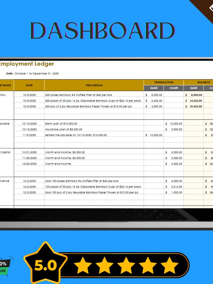 Self-Employment Ledger Template, Editable Google Sheets, Digital Download for Income & Expense Tracking for Freelancers and Entrepreneurs