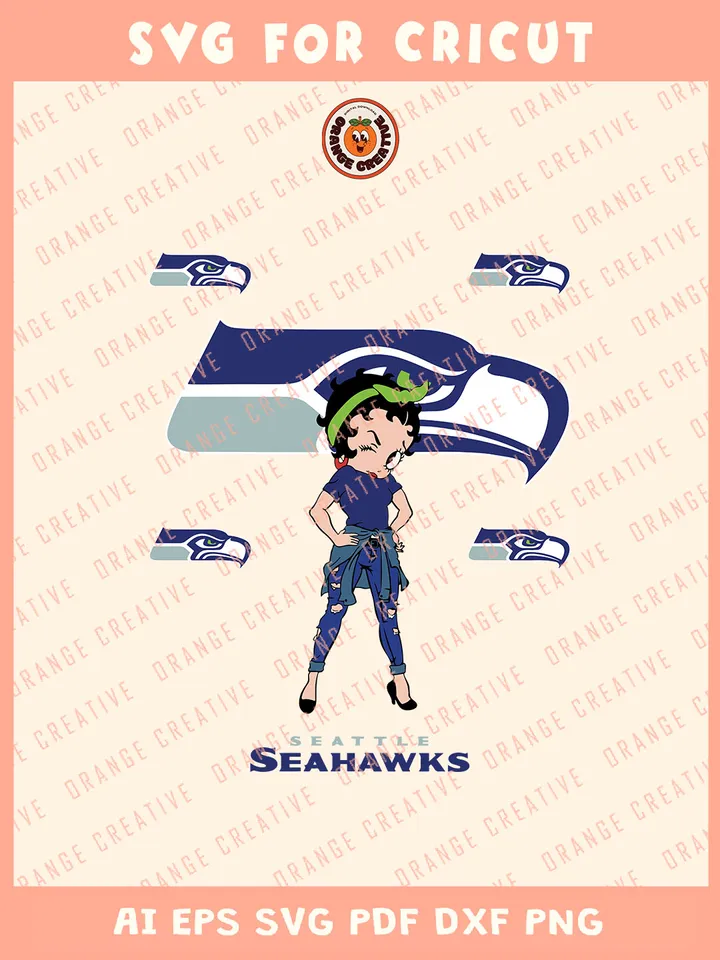 NFL Seattle Seahawks x Betty Boop For Life Svg, NFL Seahawks Team Svg, NFL Football SVG for cricut, Seahawks Team Gift For Girls, Svg Files for Cricut, Png, Dxf, Digital Download