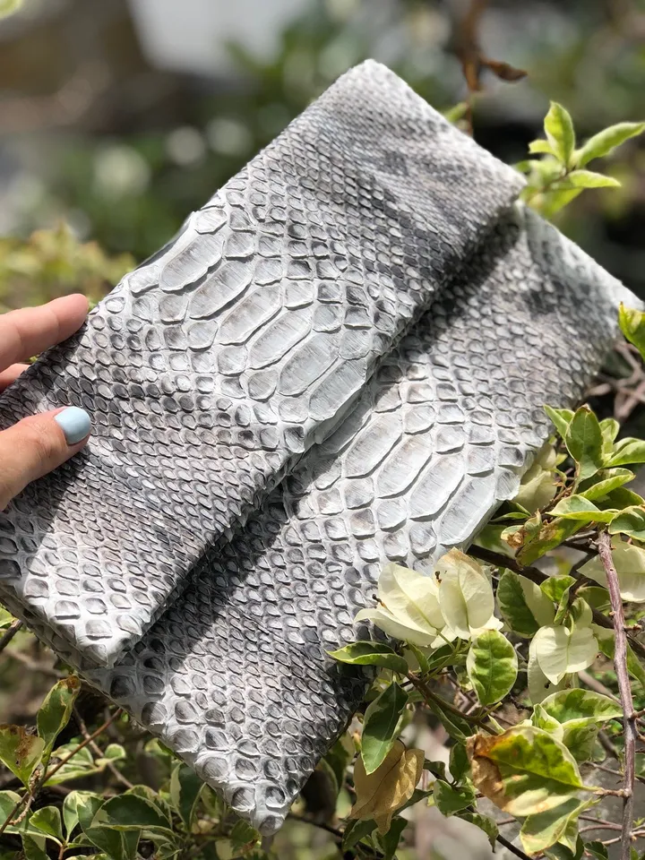 Clutch Genuine Python Skin Grey Clutch Uncolored | Small Evening Classy Elegant Snake Python Leather Clutch | Envelope Clutch Casual Python