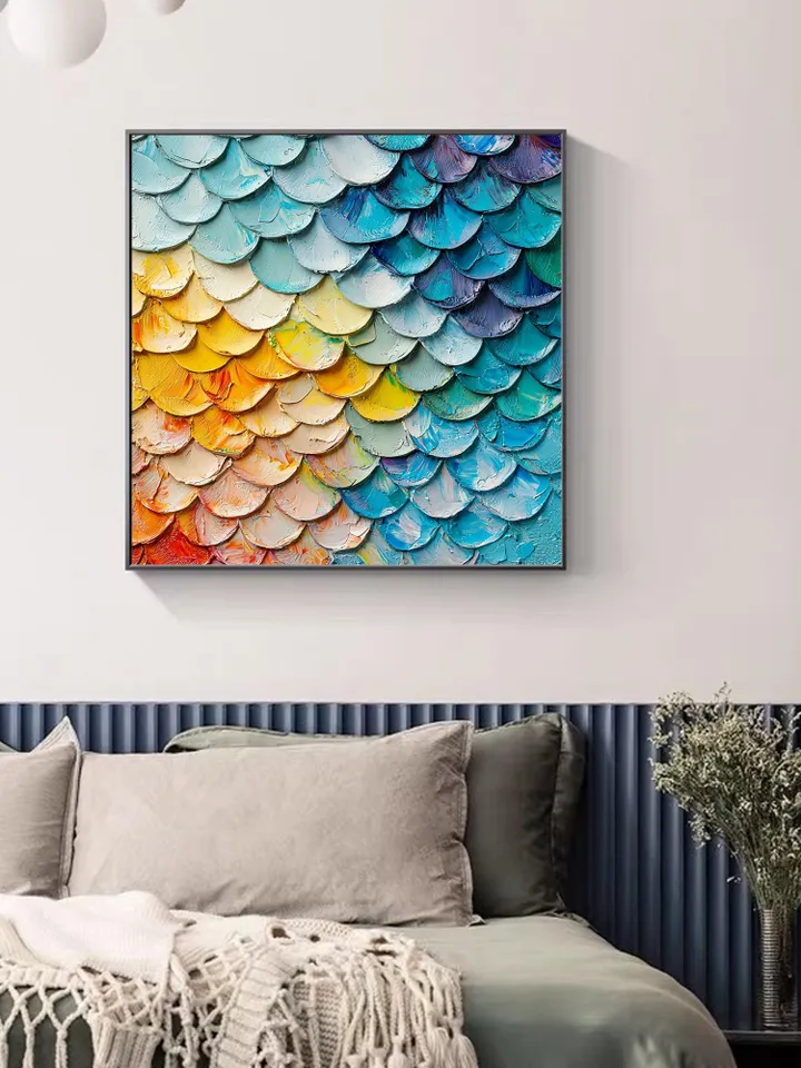 Large Textured Impasto Painting, 3D Abstract Art, Colorful Wall Art Decor, Modern Original Painting, Rainbow Palette Knife Art, Office Decor