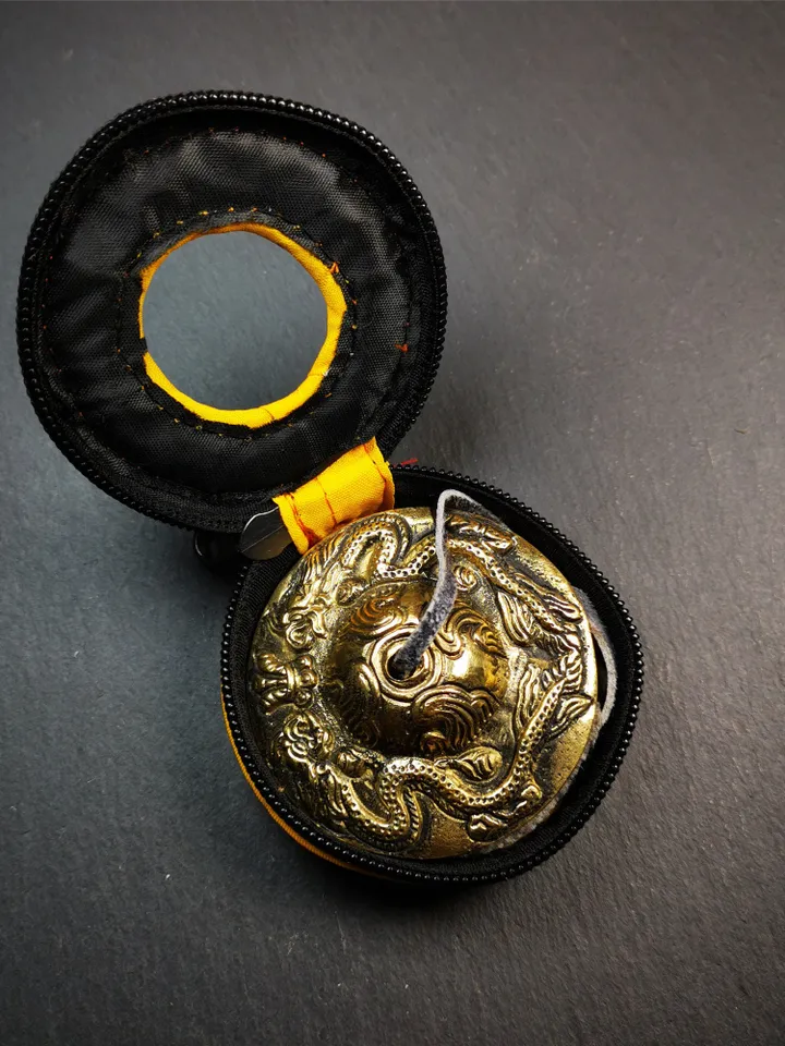 Gandhanra 6.5cm Tibetan Cymbals,Tingsha Bell,Buddhism Ritual Implement,Handmade in Nepal, 2 Dragon Pattern