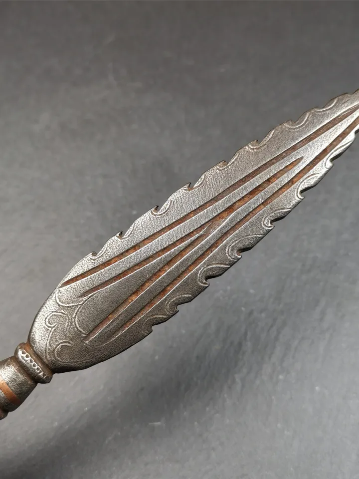 Gandhanra Tibetan Buddhism Ritual Implement,Fire Vajra Sword of Wisdom Buddha Manjushri,Made of Cold Iron inlaid Copper,8.3&quot; Length