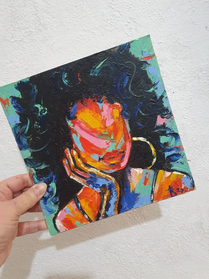 Faceless woman portrait in Color