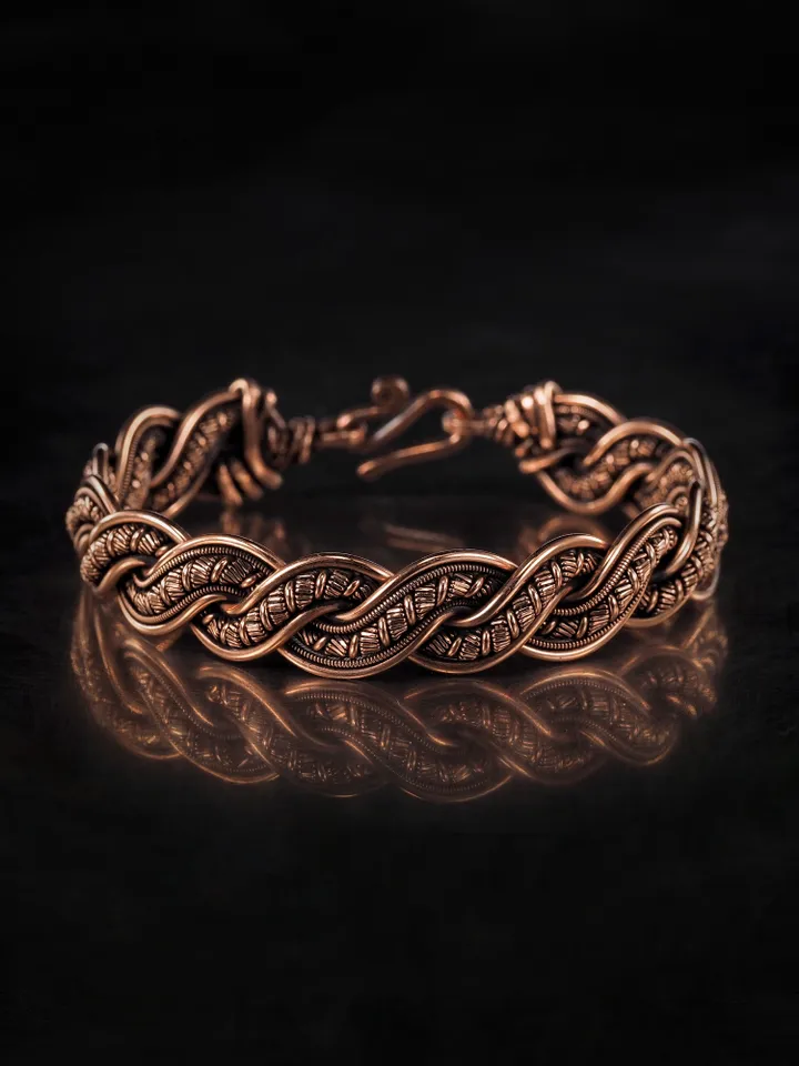 Copper wire wrapped bracelet for woman 7th Anniversary gift
