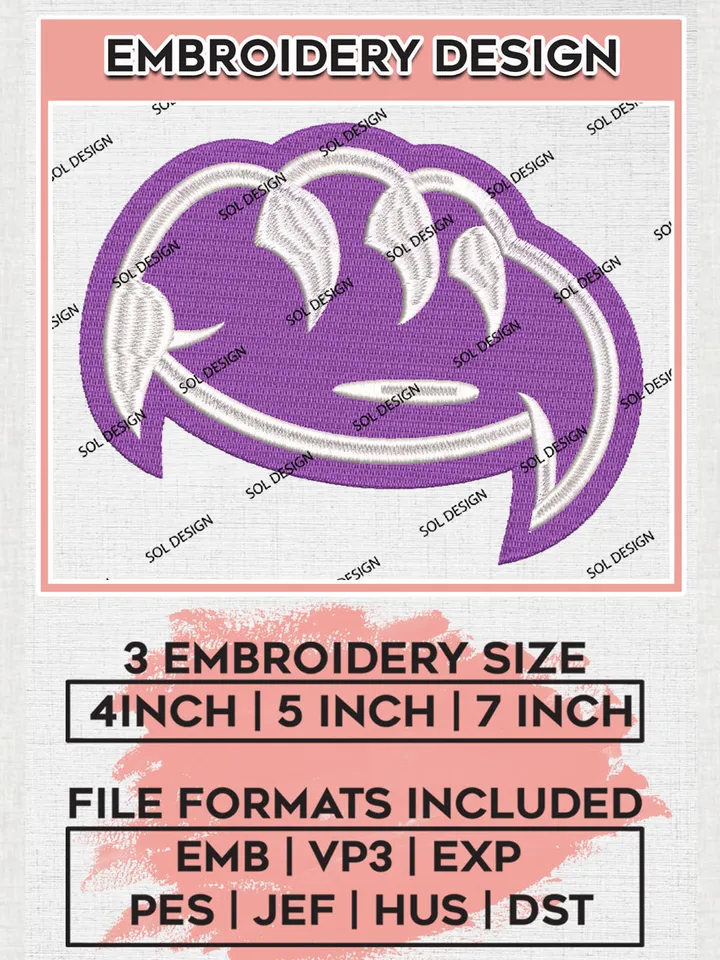 Weber State Wildcats Team Logo Embroidery Design Files, NCAA Weber State Wildcats Machine Embroidery, NCAA Teams, 3 sizes, NCAA Machine embroidery designs, Digital Download