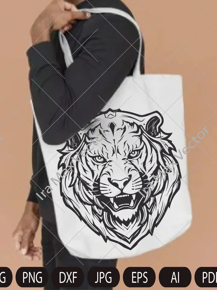 Angry tiger roaring face outline clipart , Tiger svg, Tiger heraldic, Tiger head, Tiger face, cut file, sublimation