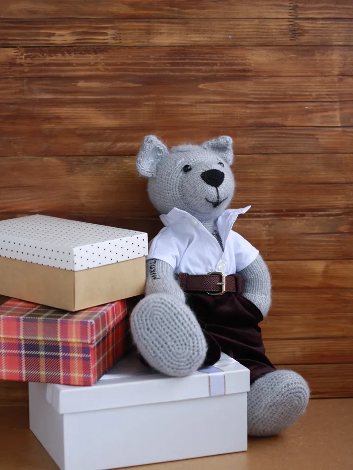 Handmade organic stuffed animal toy Dog/ Natural Waldorf toy/ Collectible soft figurine