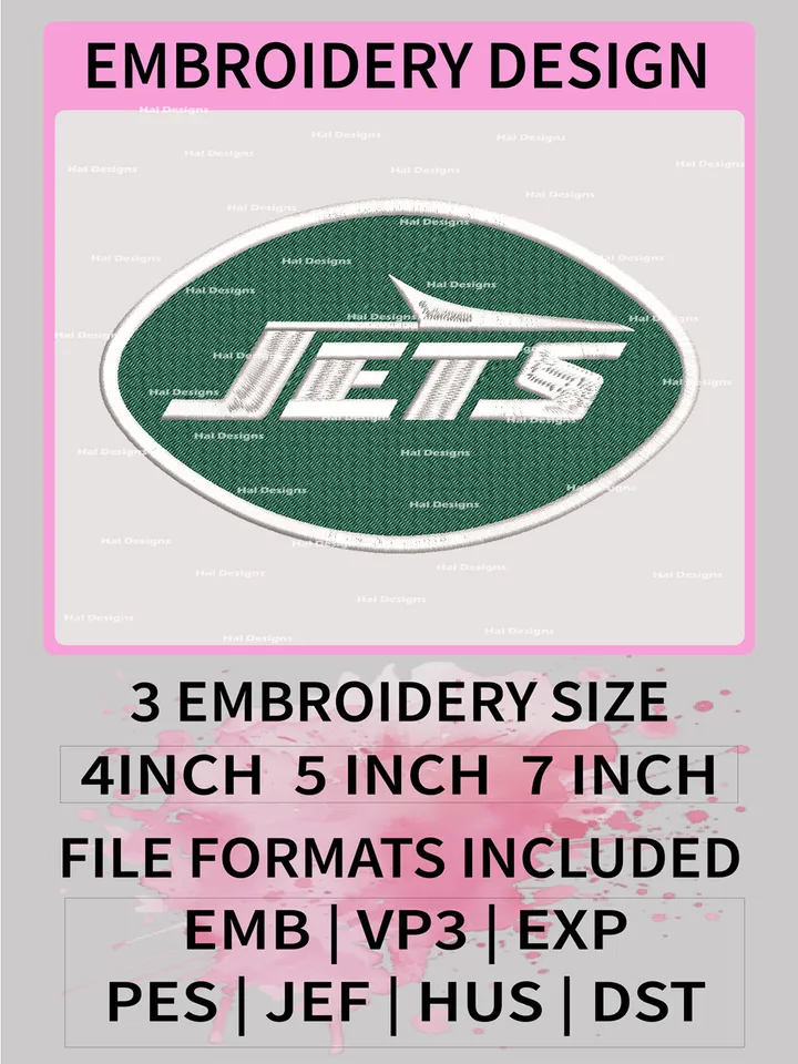 New York Jets Embroidery Files, NFL Logo Embroidery Designs, NFL Jets, NFL Machine Embroidery Designs