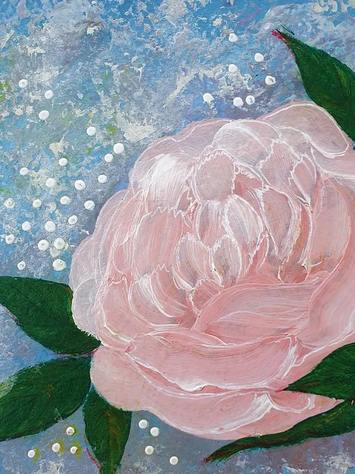 Pink Roses Painting Floral Original Art Flower Wall Art Small Acrylic Painting