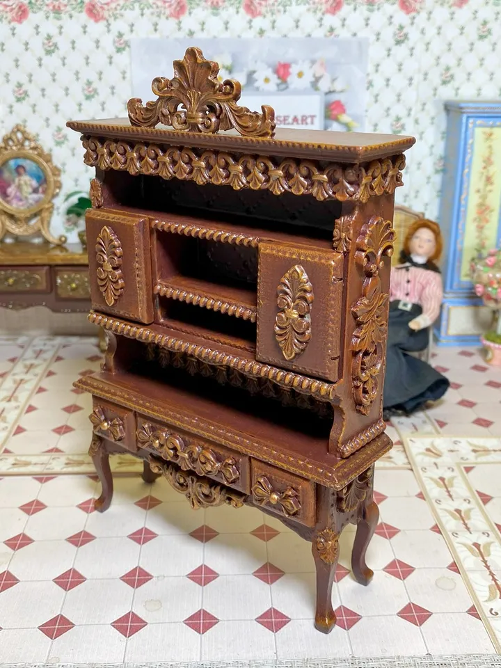 Handmade cabinet. Dollhouse miniature. 1:12. Furniture for dolls. Bookcase. Sideboard for a doll.