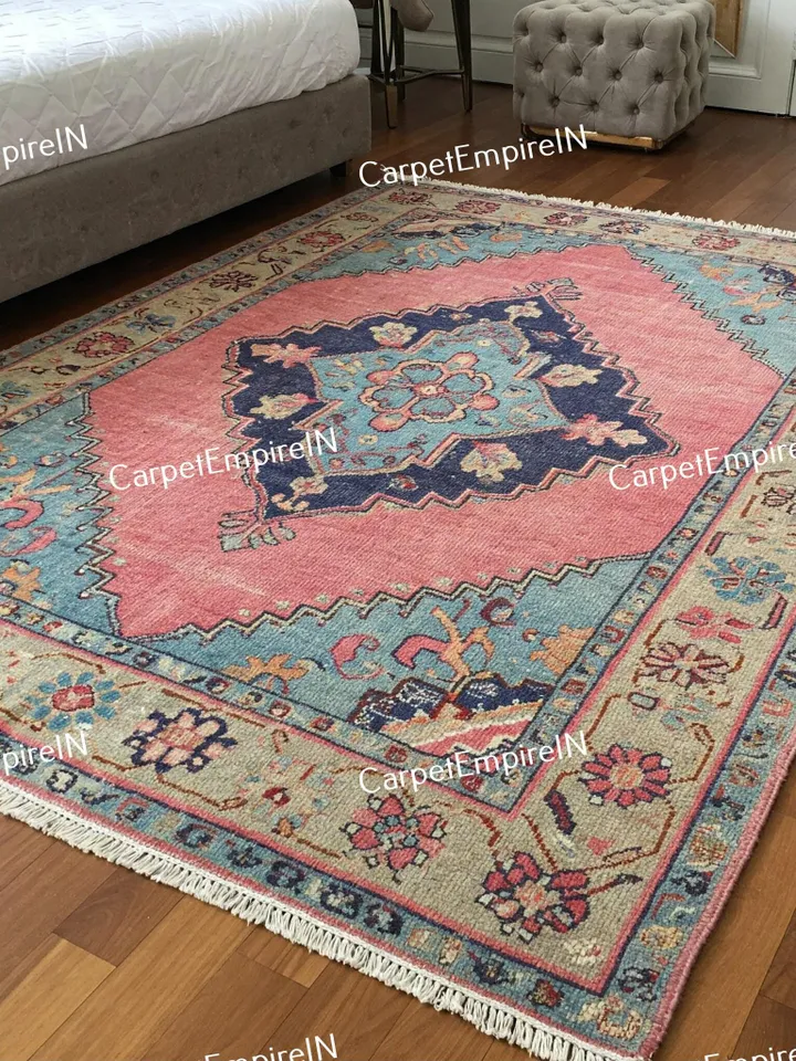 8x10 Pink Oushak Hand Knotted Rug 4x6,5x8 6x9,8x10,9x12,10x14 ft Handmade Rugs for Living Room,gift for her-Antique Contemporary rug.
