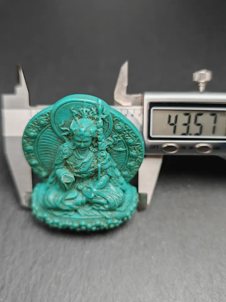 Rare Green Celluloid Guru Rinpoche Statue,Gandhanra Acient Tibetan Buddhist Statue,Padmasambhava,Lotus Born,55mm Height