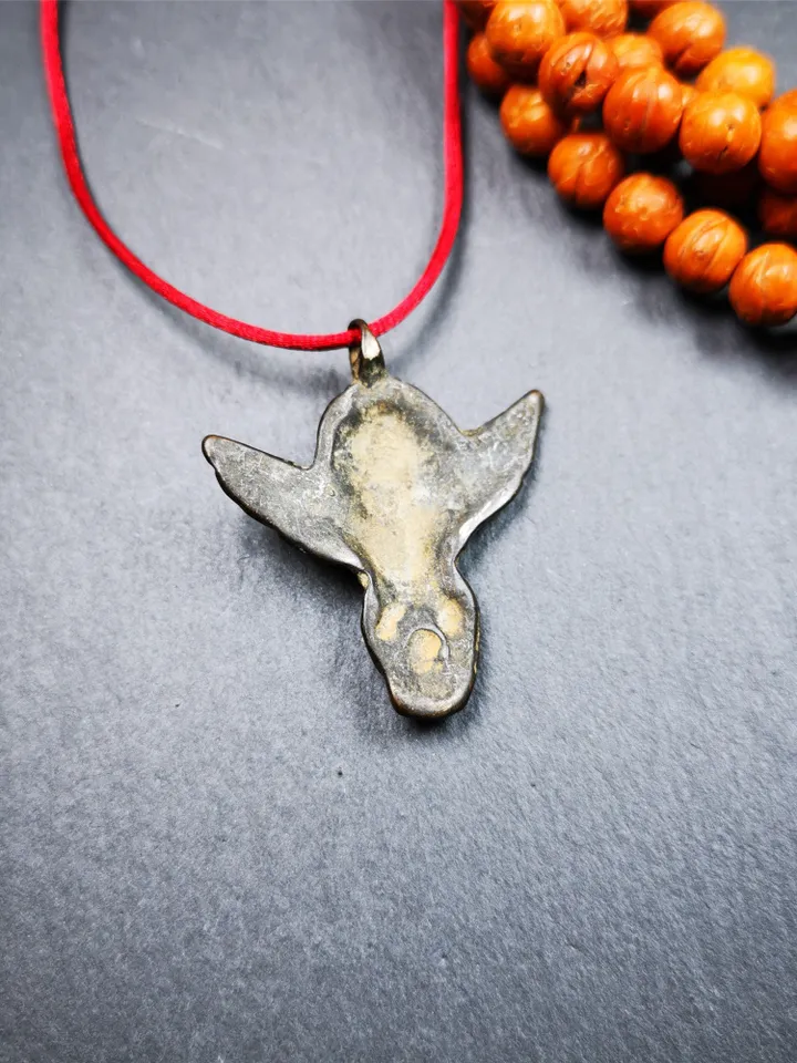 Gandhanra Antique Tibetan Buddhist Amulet Pendant,Garuda,Garula,Suparna,Golden-winged Bird,Made of Cold Iron,1.54"