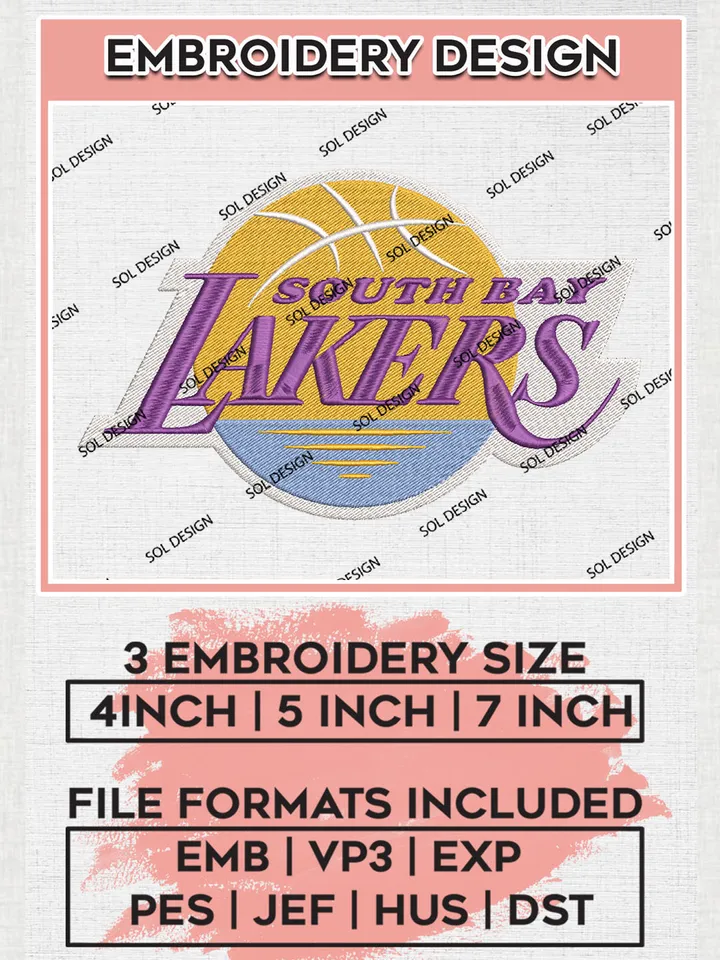 South Bay Lakers NBA Basketball Team Logo Embroidery Designs, NBA G League Team Embroidery Files, Basketball Machine Embroidery Designs, NBA South Bay Lakers Team Logo, Sport Machine Embroidery Design, Digital Download