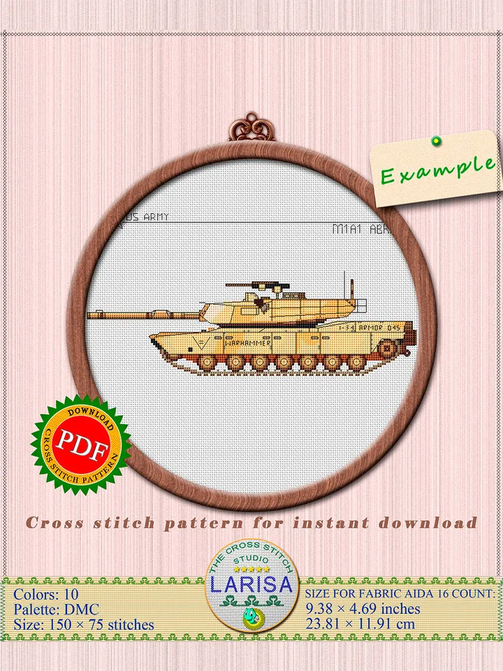 M1 Abrams Cross Stitch Pattern | The Abrams Main Battle Tank