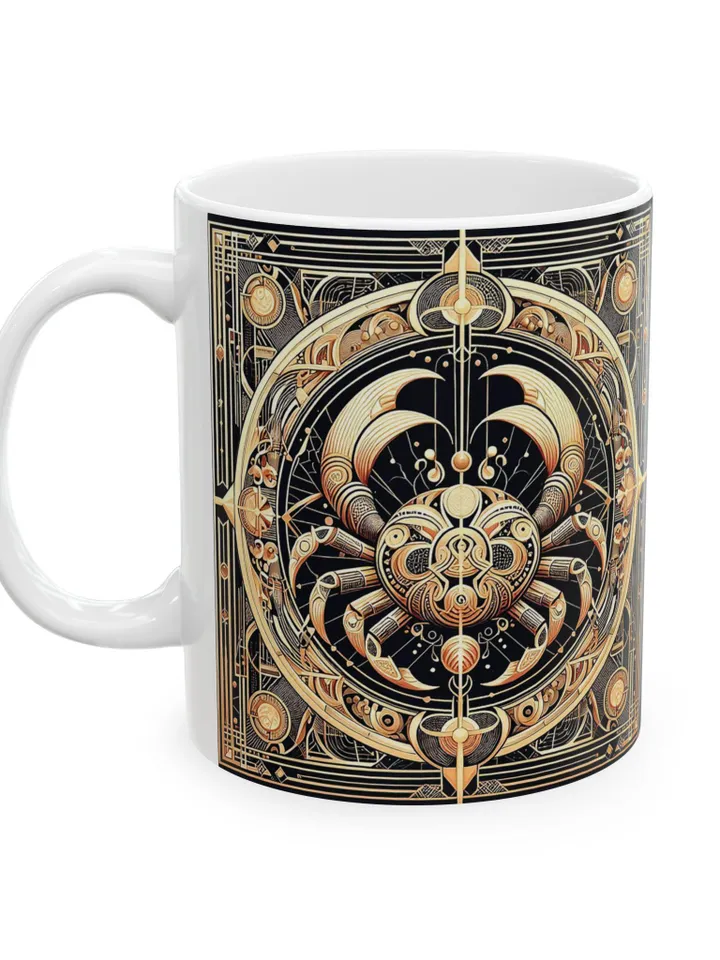 Cancer Zodiac Ceramic Mug, Unique Tea Cup, Gift for Art Lovers, Elegant Home Decor, Holiday Mug, Coffee Cup, Cancer Gift, Astrology Mug,