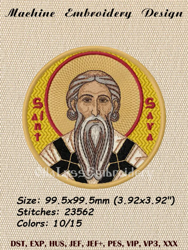 Saint Sava of Serbia embroidery design