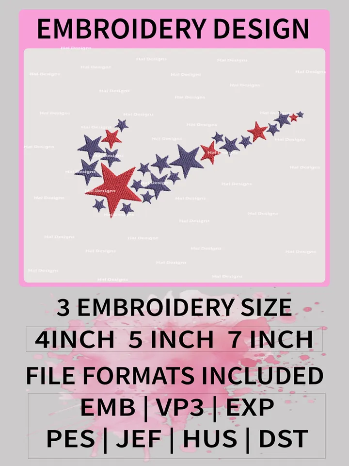 Nike Swoosh 4th Of July Embroidery Designs, Swoosh 4th Of Mouse Machine Embroidery Patte, Nike Logo Embroidery File