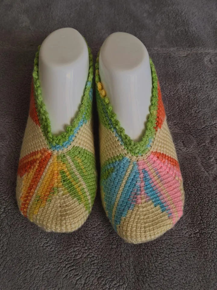 Handmade Colorful Tunisian Crochet Booties - Unique Women Gift