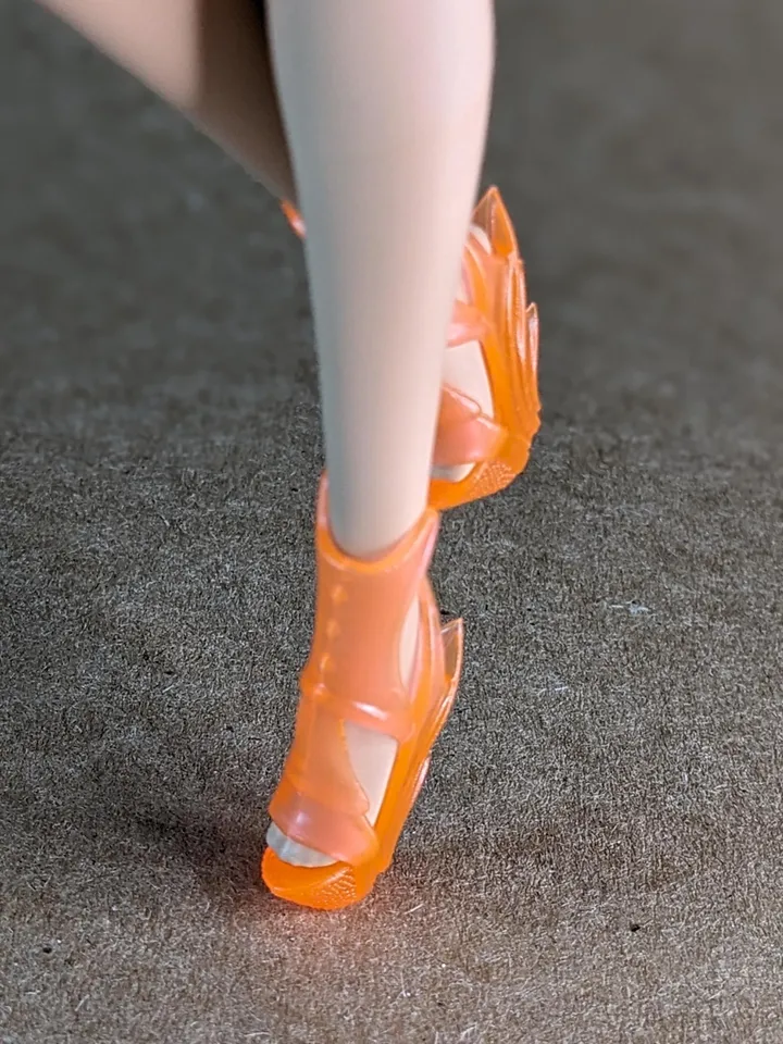 Orange transparent wedge sandals for 1/6 scale female dolls