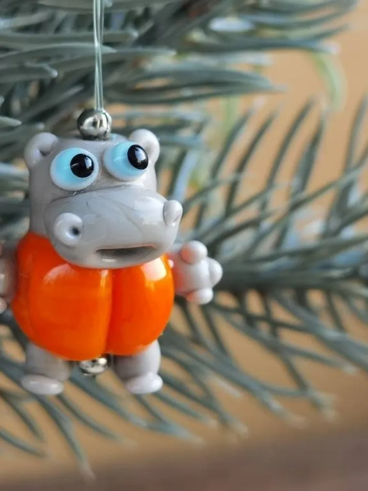 Hippo gifts Hippo ornament Hippo miniature Hippo figurine Hippo art Hippo Christmas Hippopotamus statues Begemoth figurine Glass hippo