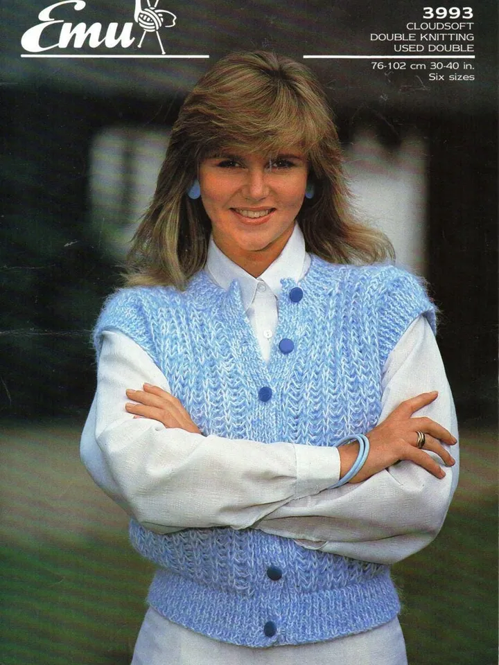 Waistcoat vest knitting pattern, women ladies waistcoat vest, sleeveless cardigan pdf