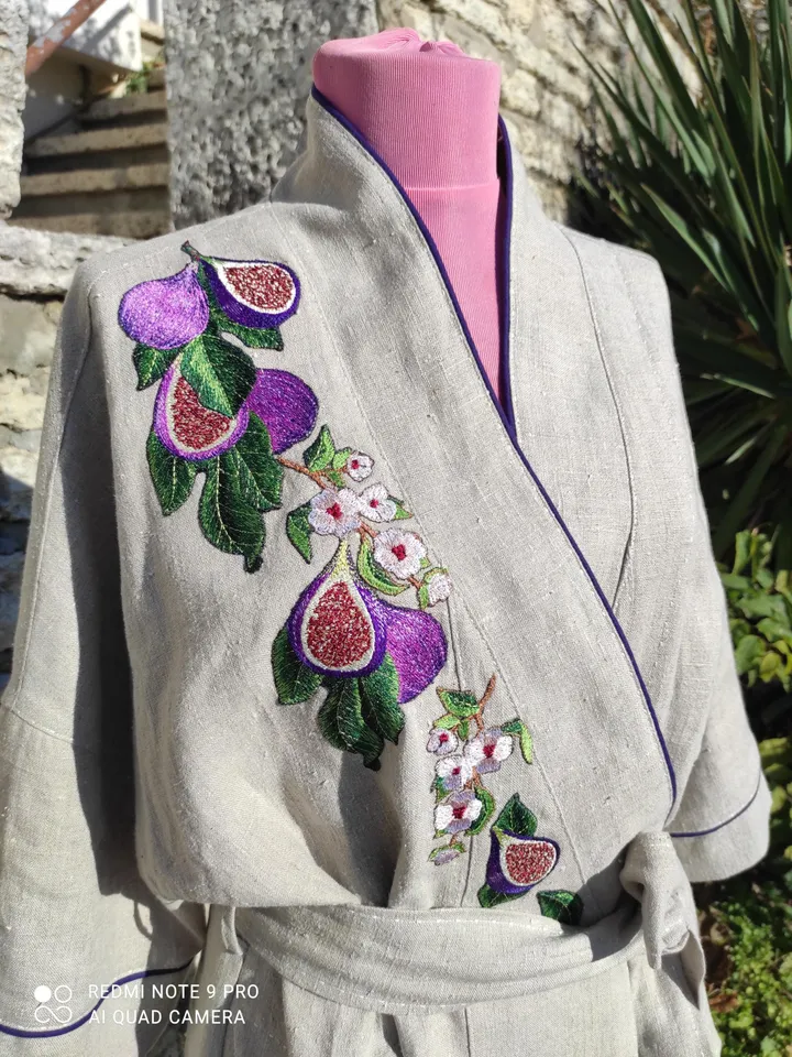Set of 11 machine embroidery designs “Sweet figs” using artistic satin stitch technique