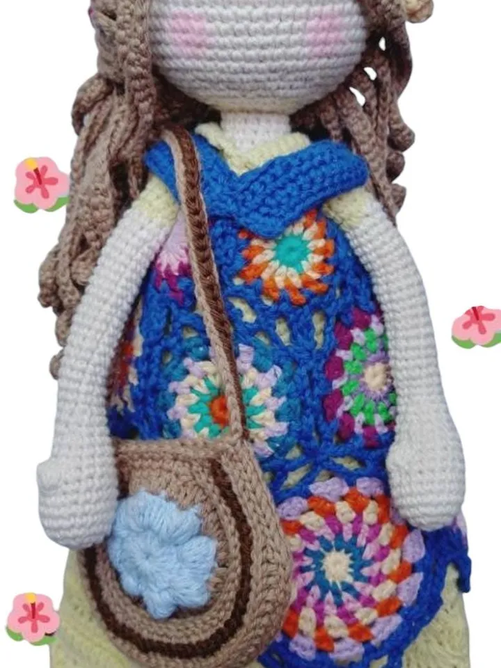 Vania doll, 34 cm. Vania doll, is a Hippie doll, Handmade doll, crocheted doll.