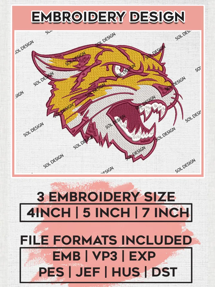 Bethune-Cookman Wildcats Embroidery Designs, NCAA Logo Machine Embroidery Files, NCAA Bethune-Cookman Wildcats Logo, NCAA Embroidery Designs, Machine Embroidery Designs, Digital Download