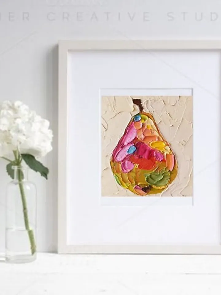Pear Painting 油畫原作 Original Art 手工油畫 Oil Painting 掛畫 Fruit Art by Verafe
