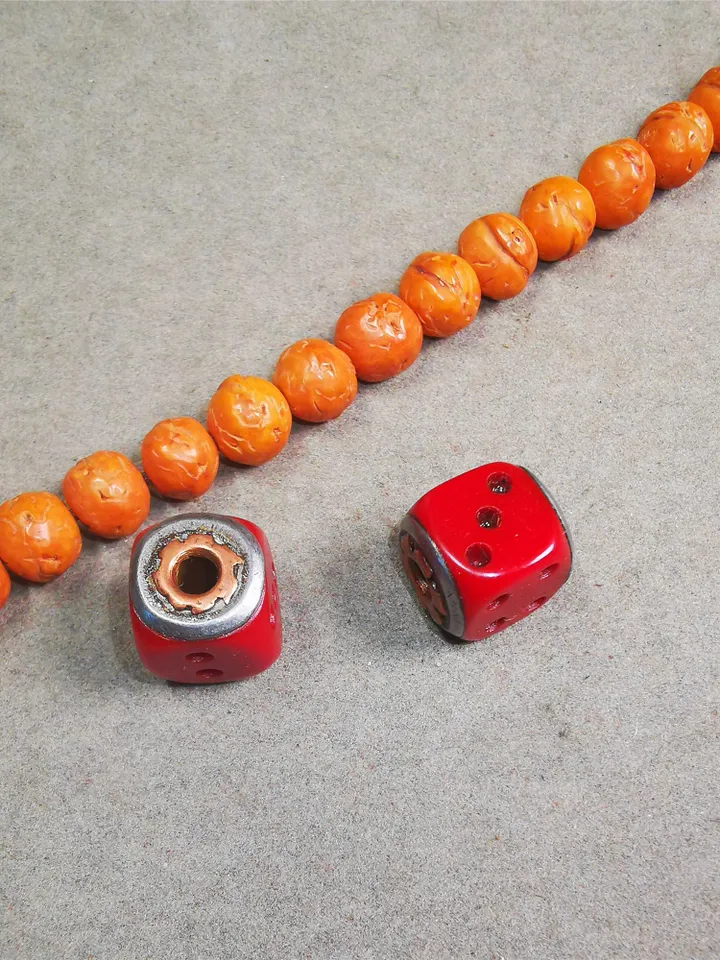 Gandhanra Tibetan Mala Spacer Beads,Old Plastice Marker Beads for Prayer Beads Necklace Accessories, 0.5" × 0.47"