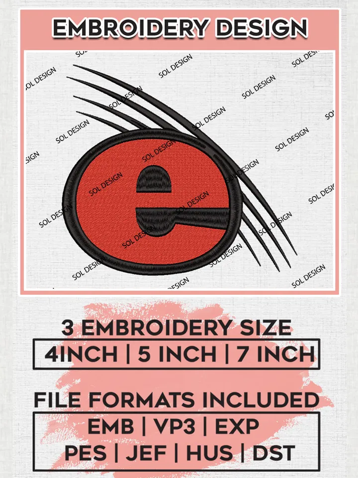 NCAA SIUE Cougars Team Letter Logo Embroidery Design Files, NCAA SIU Edwardsville Cougars Machine Embroidery, NCAA Teams, 3 sizes, NCAA Machine embroidery designs, Digital Download