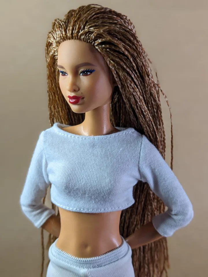 White long-sleeve top for 1/6 scale fashion female dolls