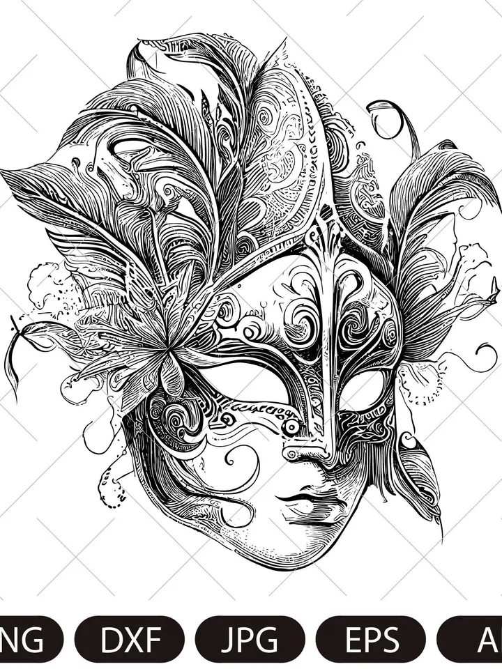 Carnival Mask Svg File, Masquerade Svg, Theater Mask svg, Carnival Mask ClipArt, Mardi gras svg, Mask Silhouette, Venetian mask Png, Mask