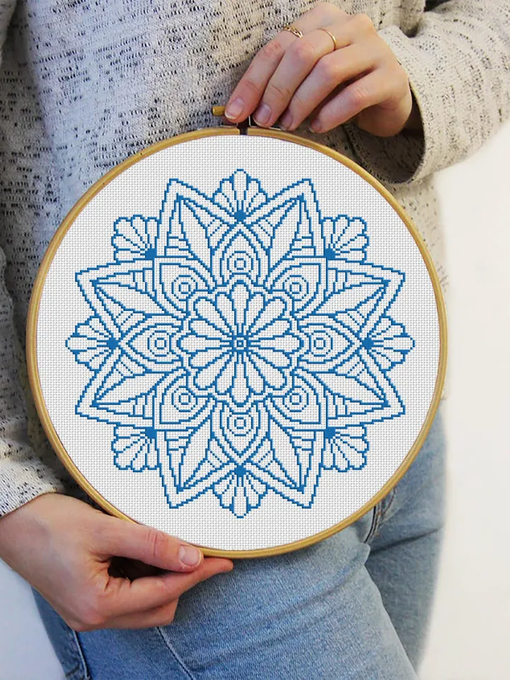 Mandala set cross stitch pattern download PDF Easy mandala cross stitch, Monochrome floral ornament embroidery PDF, Mandala digital PDF #S22