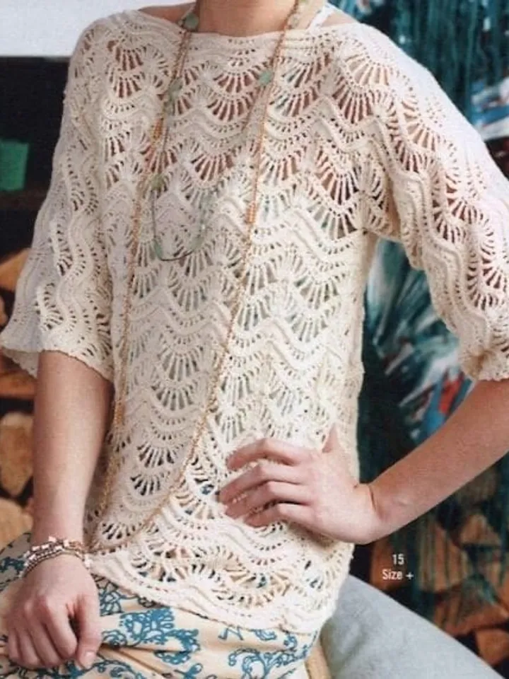 Lace sweater crochet, summer sweater crochet, women sweater pattern PDF