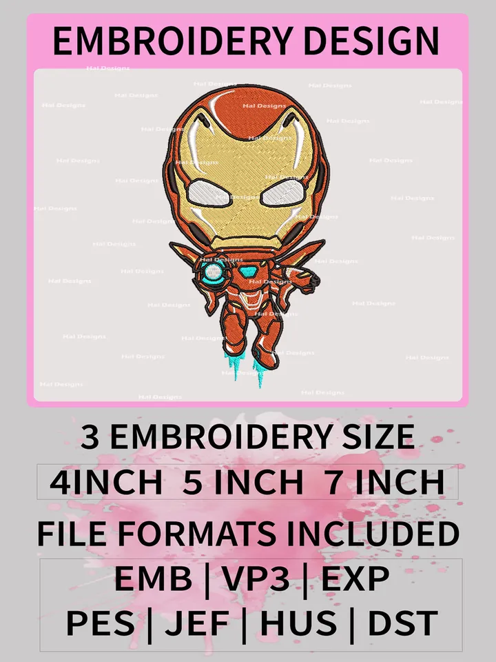 Marvel Comics Embroidery Files, Iron Man Embroidery Designs, Machine Embroidery Pattern