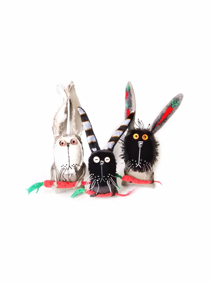 Unique Handmade Textile Art Bunnies - Charming One-of-a-Kind Creations. Handcrafted Interior Toys. Shop Our Collection of Eerie and Whimsical Dolls. FREE SHIPPING!