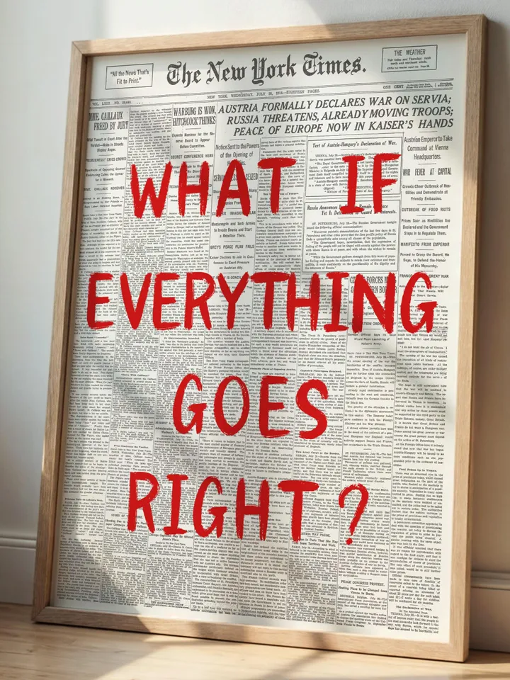 What If everything goes right Retro Newspaper Print, Trendy Wall Art, Typography Poster, Red Aesthetic, Printable Wall Art, Digital Print
