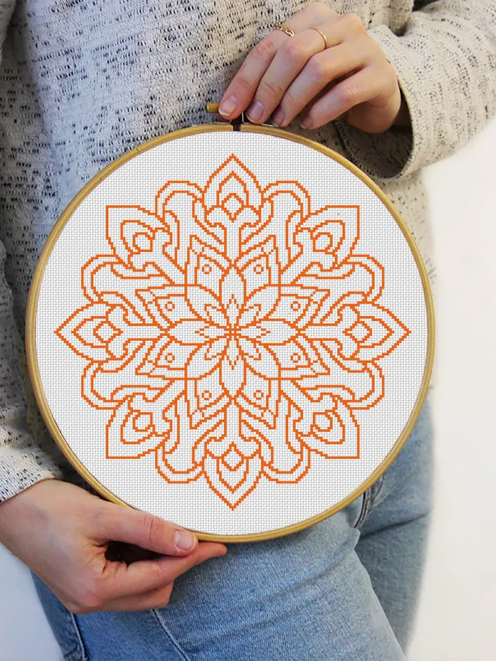 Mandala cross stitch pattern download PDF Monochrome mandala pattern digital PDF Quick cross stitch chart, Floral ornament cross stitch #M78