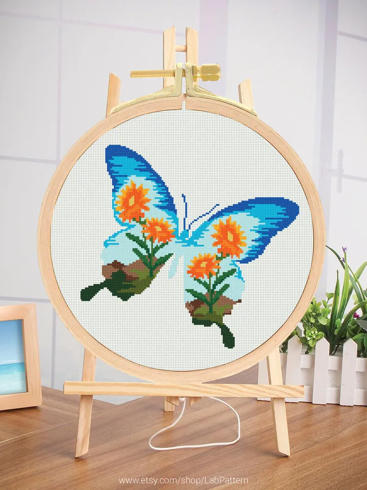 Butterfly Silhouette Cross stitch pattern | Embroidery Pattern | Instant Download | Embroidery Designs