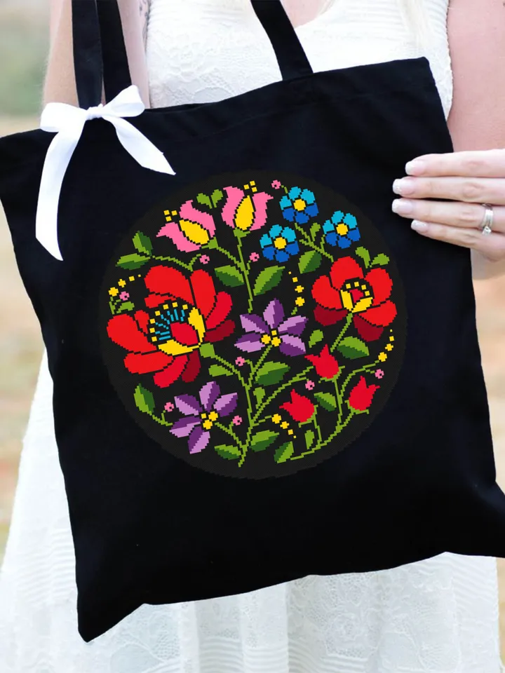 Flowers cross stitch pattern download PDF, Folk cross stitch chart, Modern floral ornament cross stitch, Ukrainian folk embroidery PDF #P28
