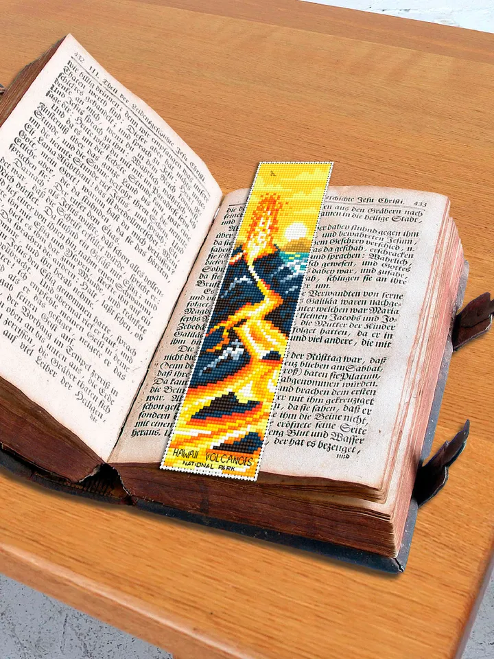 Hawaii volcanoes national park bookmark cross stitch pattern PDF download, Nature cross stitch chart, Digital bookmark pattern PDF #B242