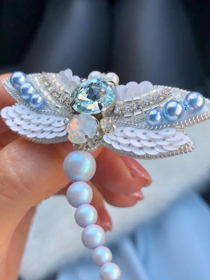Dragonfly brooch/handmade brooch/handmade jewelry/blue dragonfly/gift for her