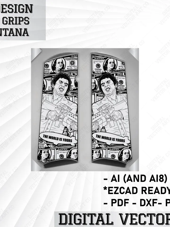 1911 Grips Vector Engraving Design – Montana Style Inspired SVG Vector | Svg Grips | Laser Engraving Cut File | EZCAD Ready | digitalartwork