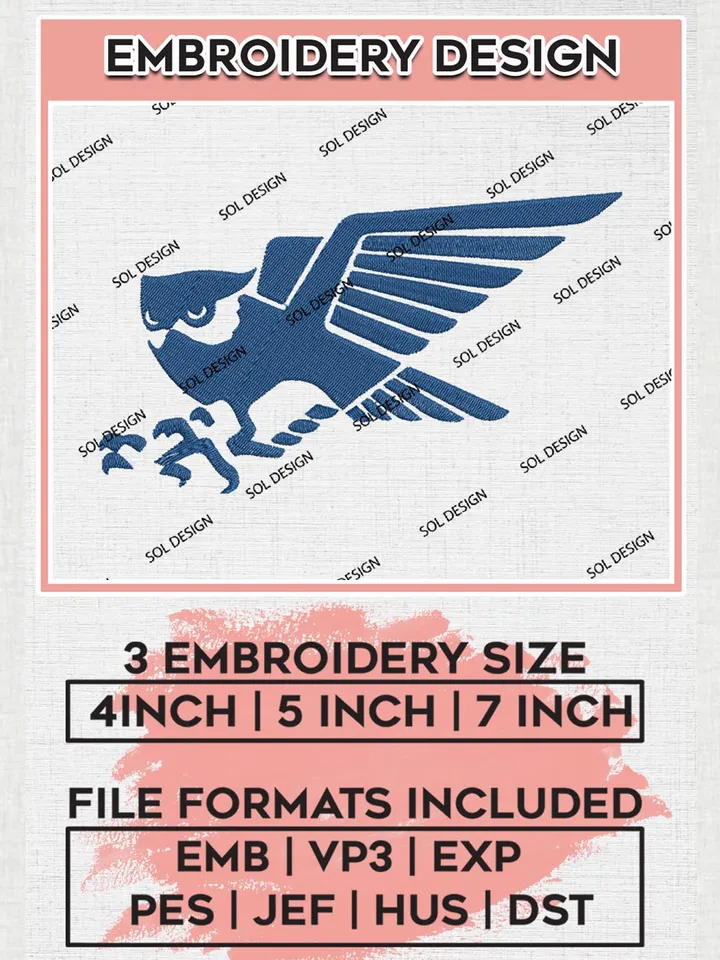 NCAA Rice Owls Logo Embroidery designs, NCAA Rice Owls Logo Embroidery files, NCAA Teams, Machine embroidery designs, Digital Download