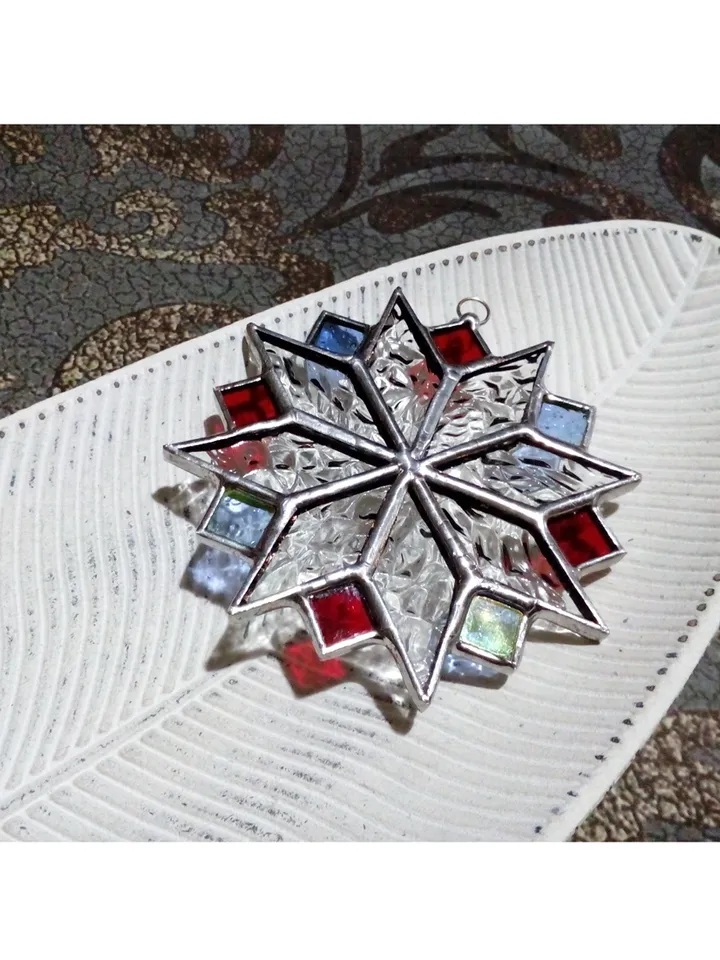 Christmas decorations, snowflake suncatcher, christmas tree star, new year tree toy, hygge christmas