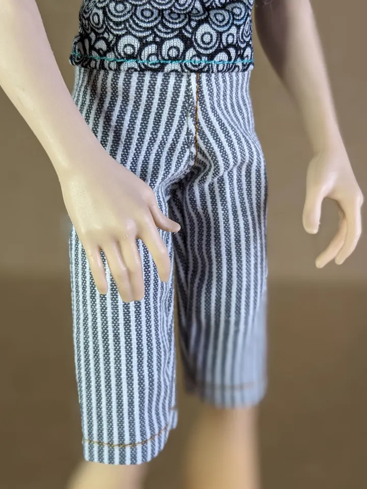 Handmade striped cotton shorts for 1/6 scale boy dolls