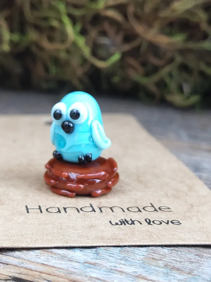 GLASS FIGURINES Tiny owl Miniature owl figurine Glass owl gifts Small owl sculpture Preschool graduation gifts Terrarium decoration