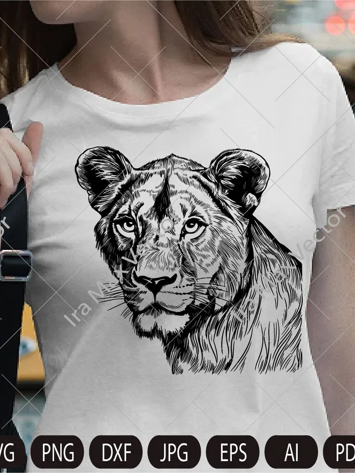 Lioness head SVG, Lion face Svg, Wild cat Svg, Lion silhouette, Lioness portrait Svg, wild Lioness Svg, Svg cut file, Lion clipart